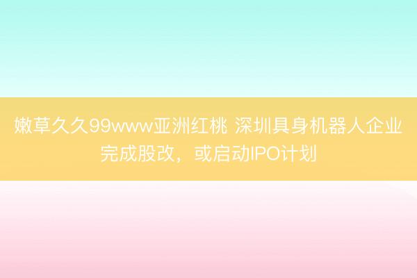 嫩草久久99www亚洲红桃 深圳具身机器人企业完成股改，或启动IPO计划