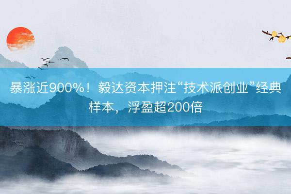 暴涨近900%！毅达资本押注“技术派创业”经典样本，浮盈超200倍