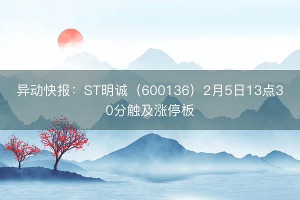 异动快报：ST明诚（600136）2月5日13点30分触及涨停板