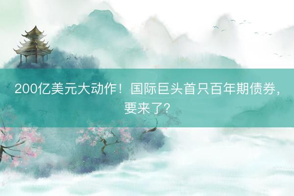200亿美元大动作！国际巨头首只百年期债券，要来了？