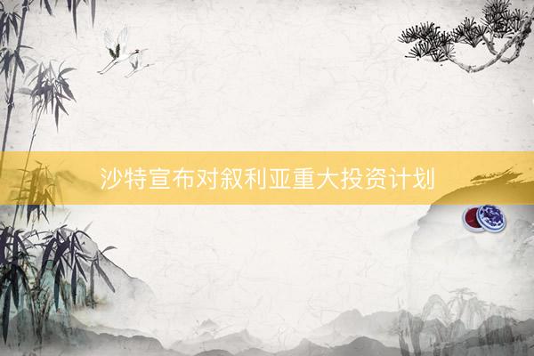 沙特宣布对叙利亚重大投资计划