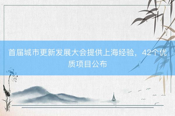 首届城市更新发展大会提供上海经验，42个优质项目公布