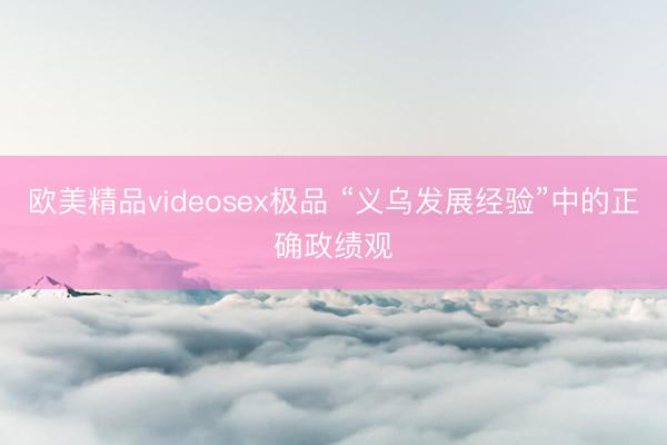 欧美精品videosex极品 “义乌发展经验”中的正确政绩观
