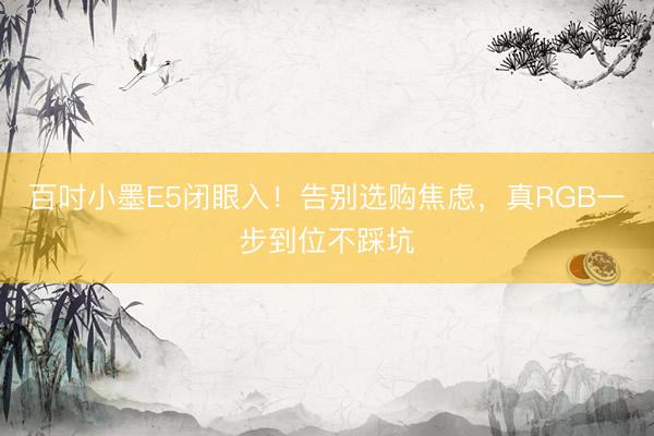百吋小墨E5闭眼入！告别选购焦虑，真RGB一步到位不踩坑