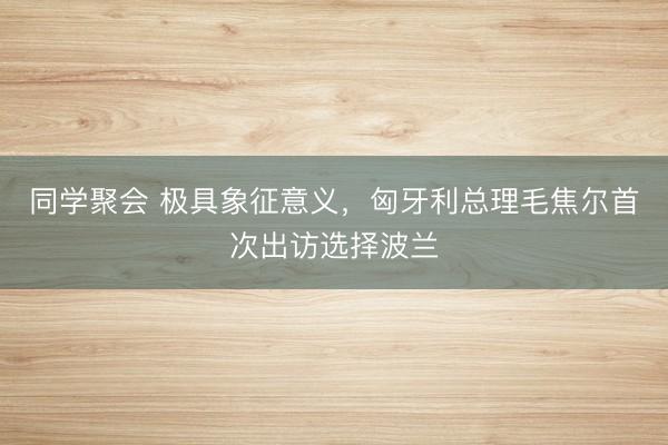 同学聚会 极具象征意义，匈牙利总理毛焦尔首次出访选择波兰