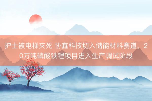 护士被电梯夹死 协鑫科技切入储能材料赛道，20万吨磷酸铁锂项目进入生产调试阶段