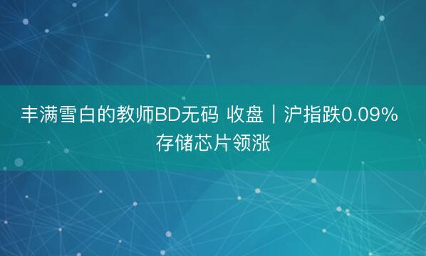 丰满雪白的教师BD无码 收盘｜沪指跌0.09% 存储芯片领涨