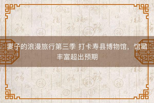 妻子的浪漫旅行第三季 打卡寿县博物馆，馆藏丰富超出预期
