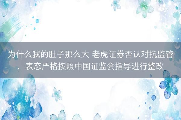 为什么我的肚子那么大 老虎证券否认对抗监管，表态严格按照中国证监会指导进行整改
