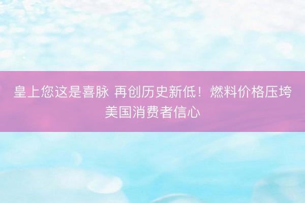 皇上您这是喜脉 再创历史新低！燃料价格压垮美国消费者信心