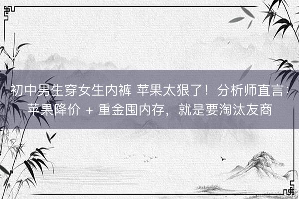 初中男生穿女生内裤 苹果太狠了！分析师直言：苹果降价 + 重金囤内存，就是要淘汰友商