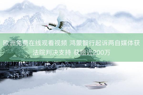 欧洲免费在线观看视频 鸿蒙智行起诉两自媒体获法院判决支持 获赔近200万