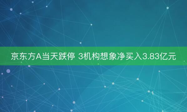 京东方A当天跌停 3机构想象净买入3.83亿元