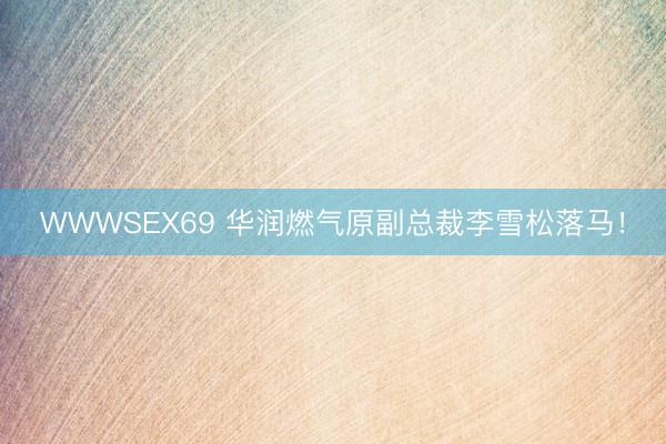 WWWSEX69 华润燃气原副总裁李雪松落马！