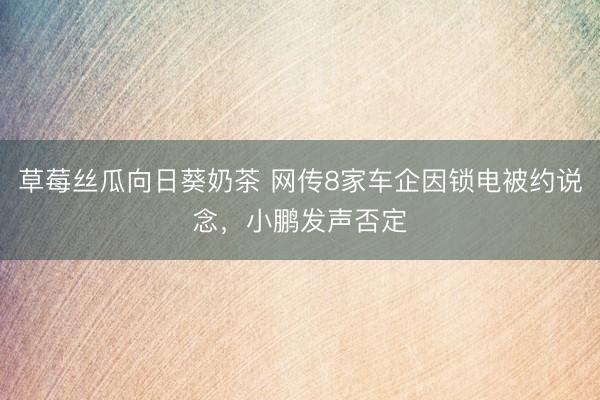 草莓丝瓜向日葵奶茶 网传8家车企因锁电被约说念，小鹏发声否定