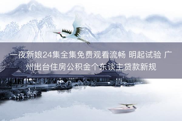 一夜新娘24集全集免费观看流畅 明起试验 广州出台住房公积金个东谈主贷款新规
