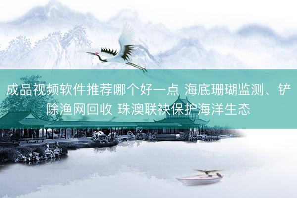 成品视频软件推荐哪个好一点 海底珊瑚监测、铲除渔网回收 珠澳联袂保护海洋生态
