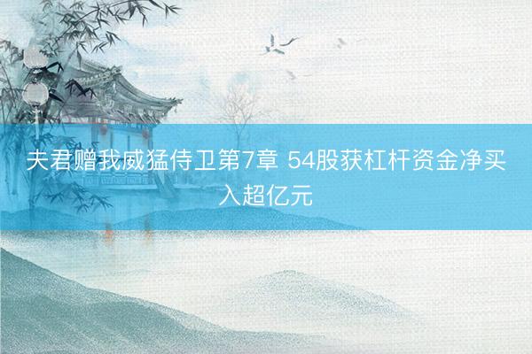 夫君赠我威猛侍卫第7章 54股获杠杆资金净买入超亿元