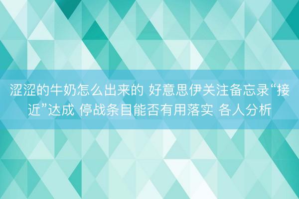 涩涩的牛奶怎么出来的 好意思伊关注备忘录“接近”达成 停战条目能否有用落实 各人分析